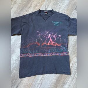 VTG Habitat 92 Wolf Graphic Wrap Around T-shirt Long Sleeve Black Multi Color L